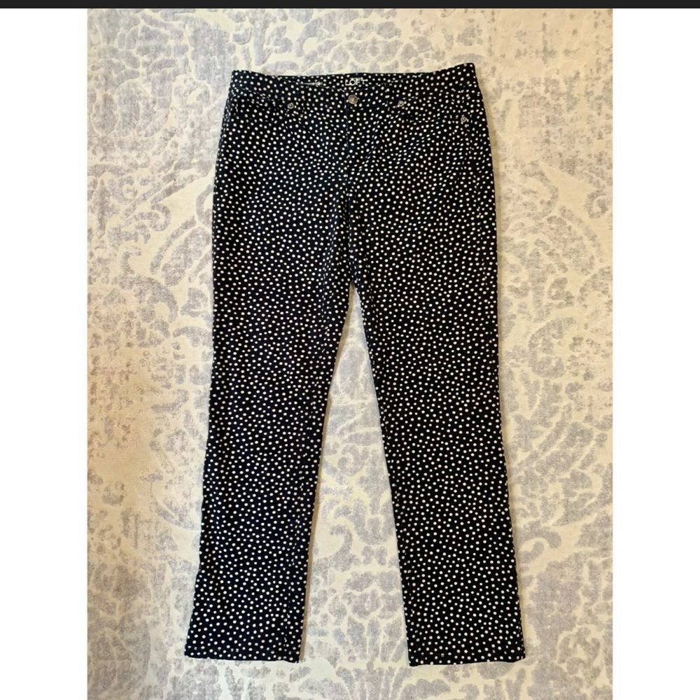 ANN TAYLOR Loft Modern Straight Polka Dot Pants - Picture 1 of 4